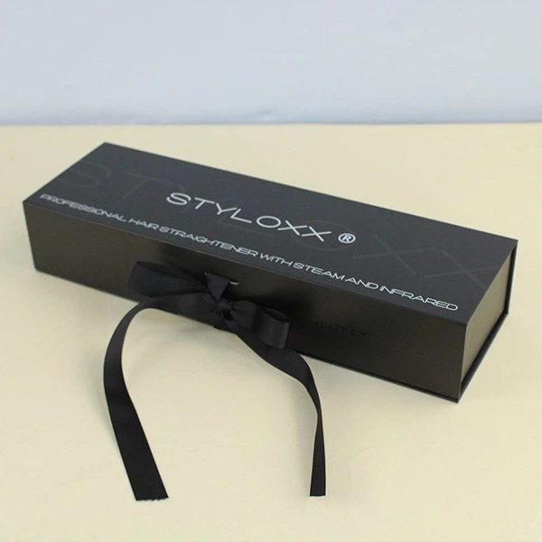 Deep Black Ribbed Magnetic Gift Box
