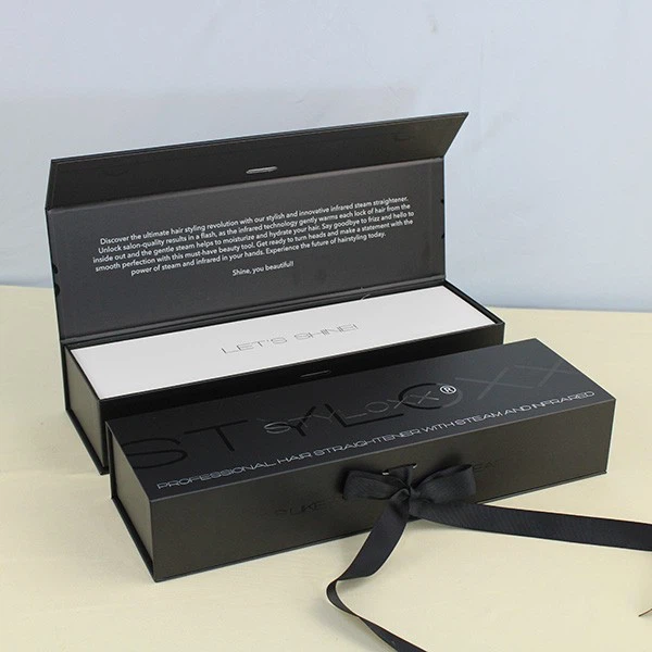 Deep Black Ribbed Magnetic Gift Box