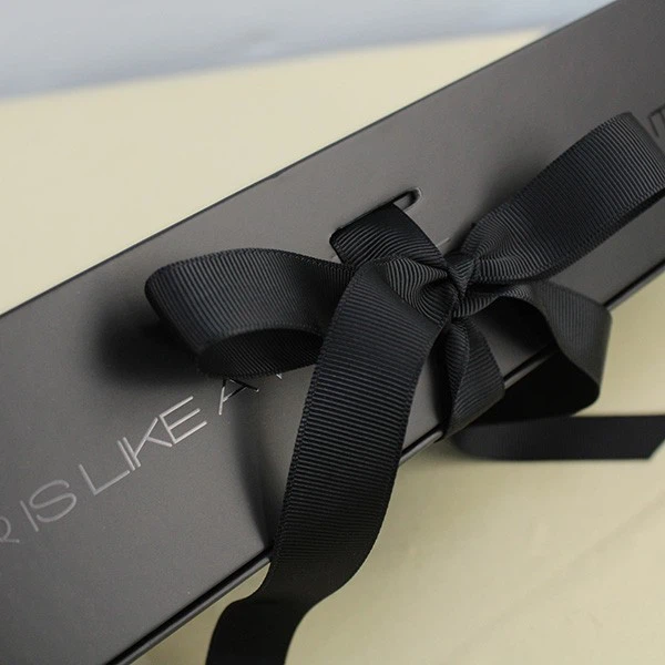 Deep Black Ribbed Magnetic Gift Box