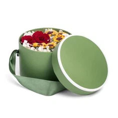 A round box lian tak, a khuhna green pangpar cardboard box te chu a handle nen a keng a.
